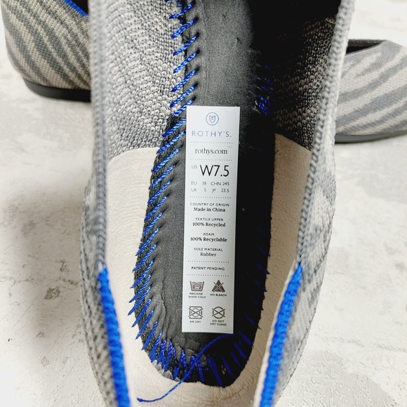 NEW Rothy's The Flat Grey Zebra Knit Round Toe Slip On Loafers E877 - Picture 8 of 10